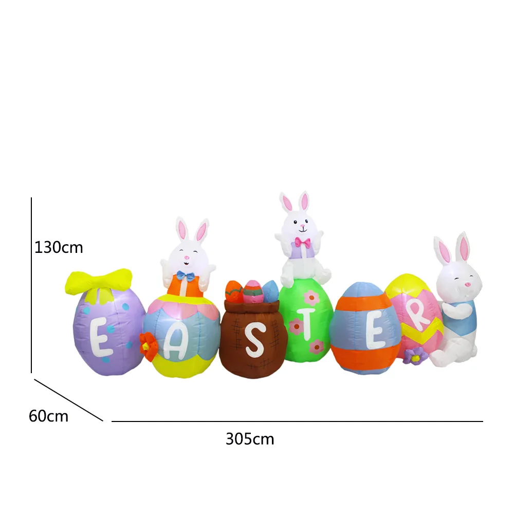 10Ft Long Easter Inflatables Outdoor Decorations Inflatable Easter Bunny Gnome with Eggs LED Light Up Easter Blow up Yard Decor