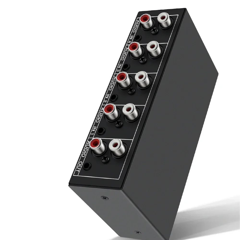 مقسم صوت 1 في 4 خارج RCA L/R Aux مقسم صوت ستيريو 1X4 موزع صوت للكمبيوتر ومكبر صوت DVD