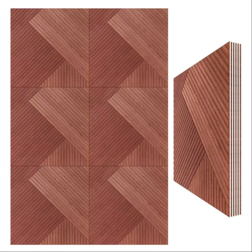 Pannelli Fonoassorbenti Decorativi Effetto Legno 23.6, Piastrelle Acustiche Ignifughe in Fibra di Poliestere 50% per Pareti