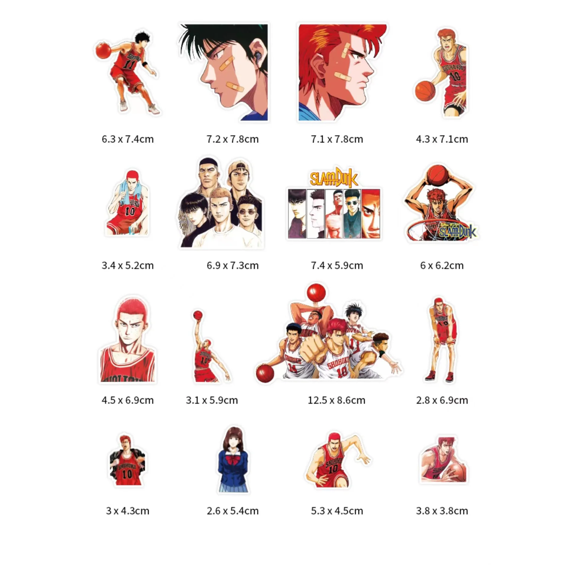 16 Pcs Pegatinas Anime Stickers Slam Dunk Decals Laptop Stickers Waterproof Vinyl Suitacase Notebook Pitcher Skateboard