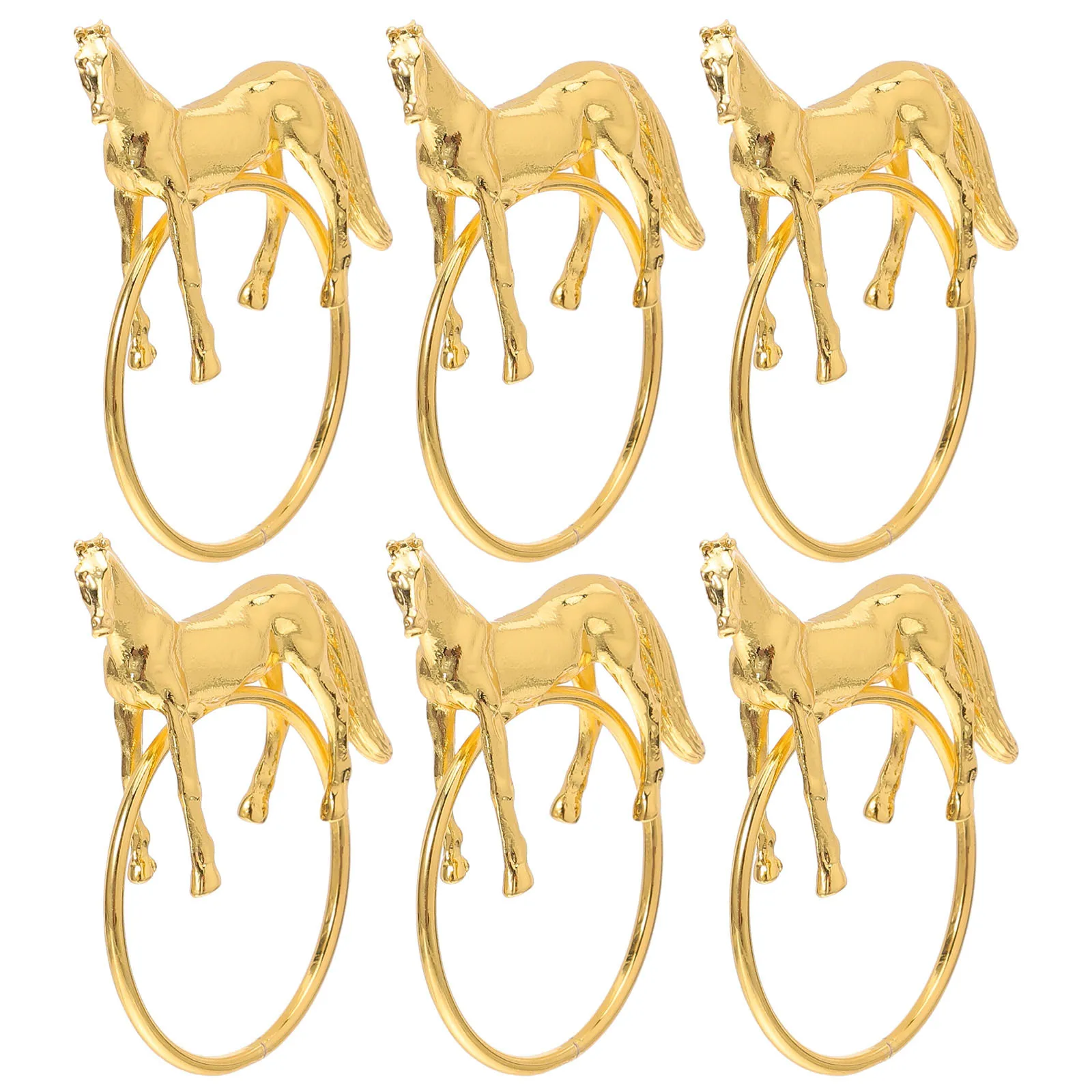 

6Pcs Metal Napkin Rings Standing Horse Shape Creative Table Napkin Buckles for Christmas New Year Spring Festival Dinner Party