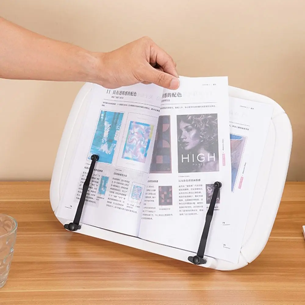 Multi-Function Adjustable Reading Book Stand Sturdy Foldable Book Holder Elastic Page Clips Ergonomic Desktop Riser Coffee Table
