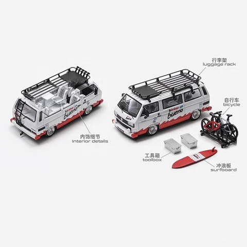 Ny Mortal 1:64 Volkswagen T3 Lowrider leksaksbil i legering, specialbyggd skåpbil, gjuten bil, färdig visningssamling för presenter 6 best sales lowrider modellbil - №5