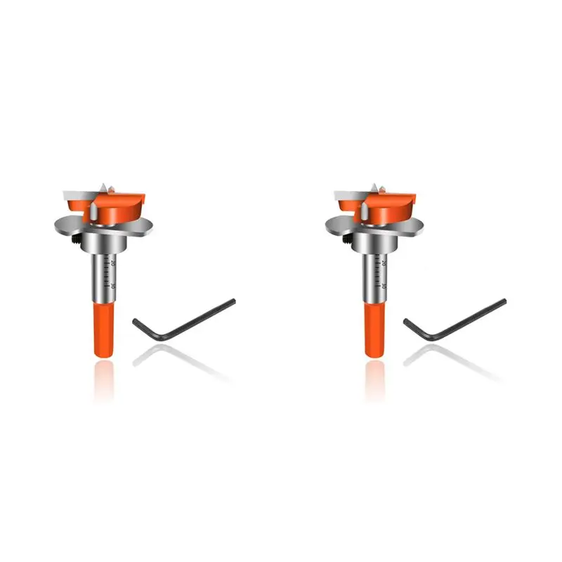 

TFORU-2X Hinge Jig Drill Guide Set, Hex Handle Adjustable 35Mm Forstner Bit, Concealed Hinge Boring Jig Drill Guide