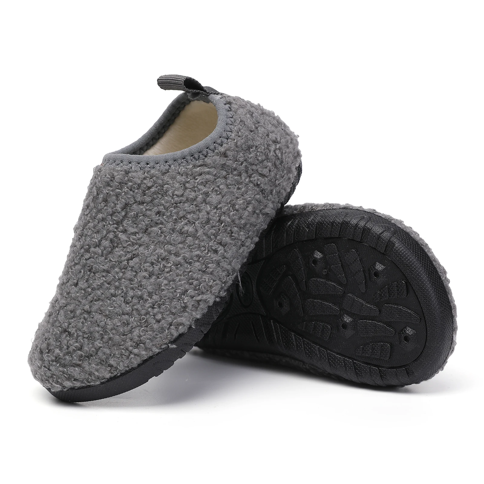 Children Cotton Slippers Solid Warm Kids Winter Home Shoes Boys Girls Plush Floor Shoes Indoor Soft Sole Anti-slip Cotton Shoes