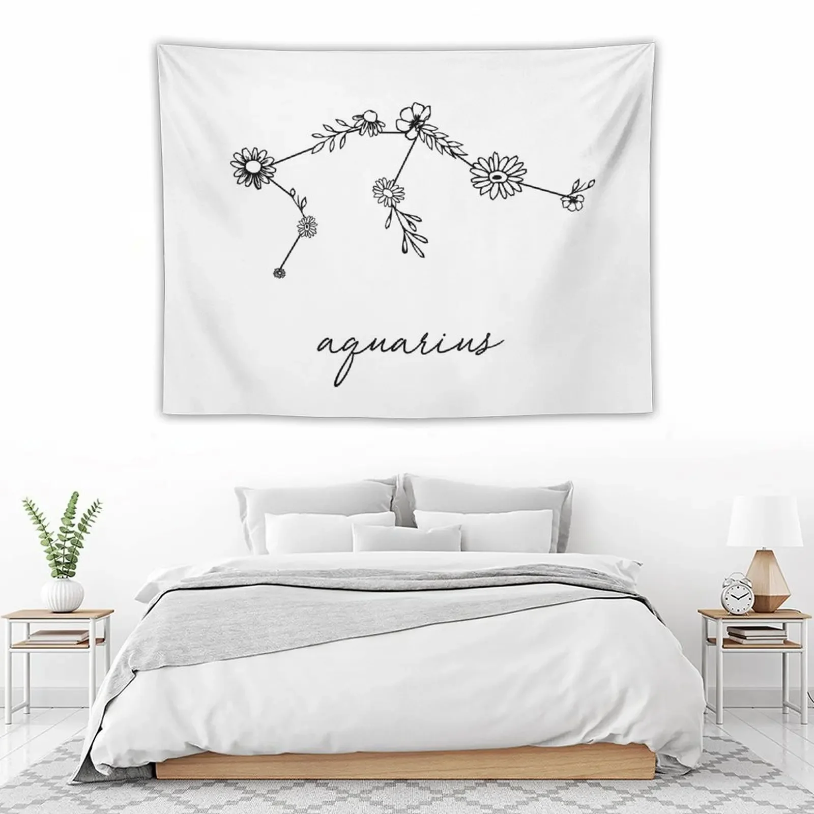 

Aquarius Zodiac Wildflower Constellation Tapestry Home Decoration Accessories Decoration Bedroom Wall Decor Tapestry