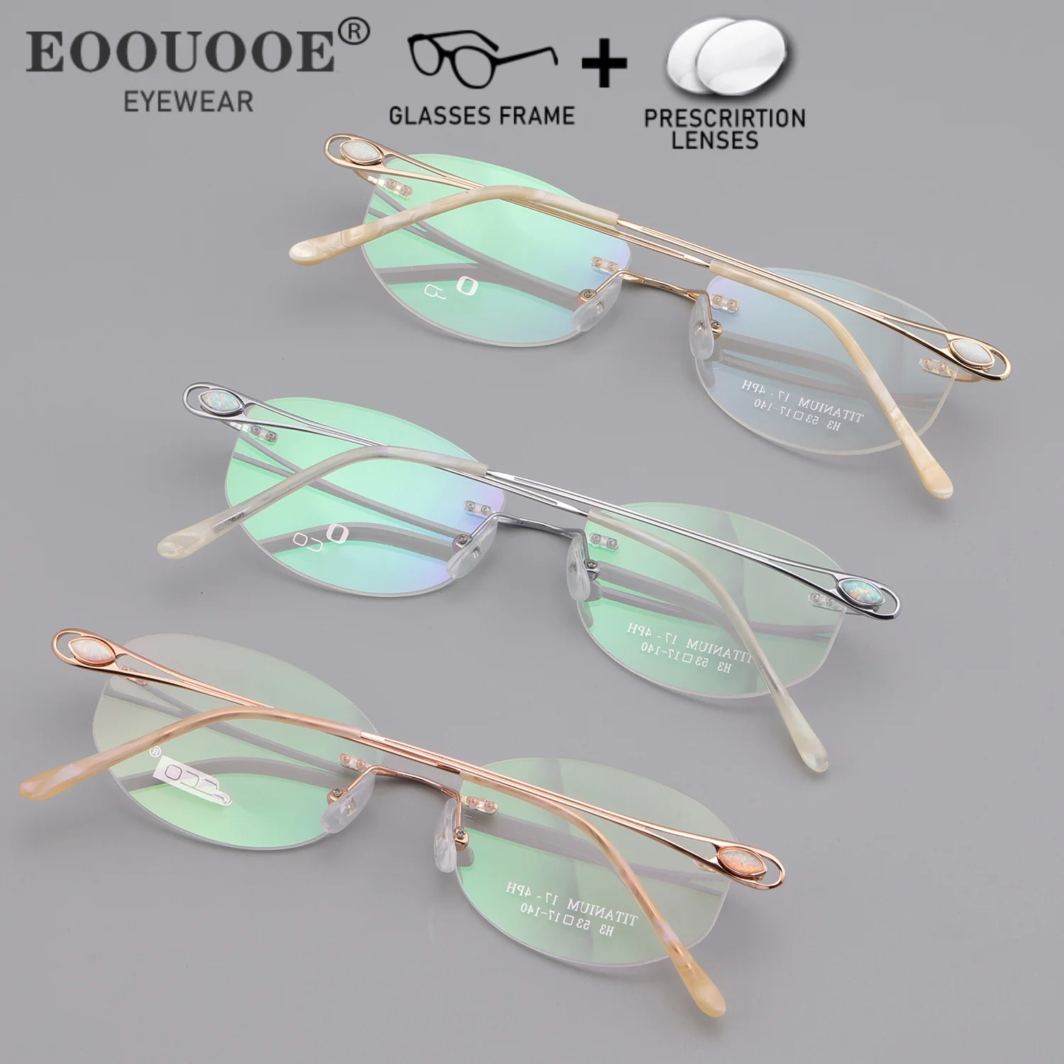 Women New Rimless Glasses Pure Titanium Optical Eyewear With 1.61-8 Prescription Lenses UV Progressive Myopia Reading Eyeglasses - view 3