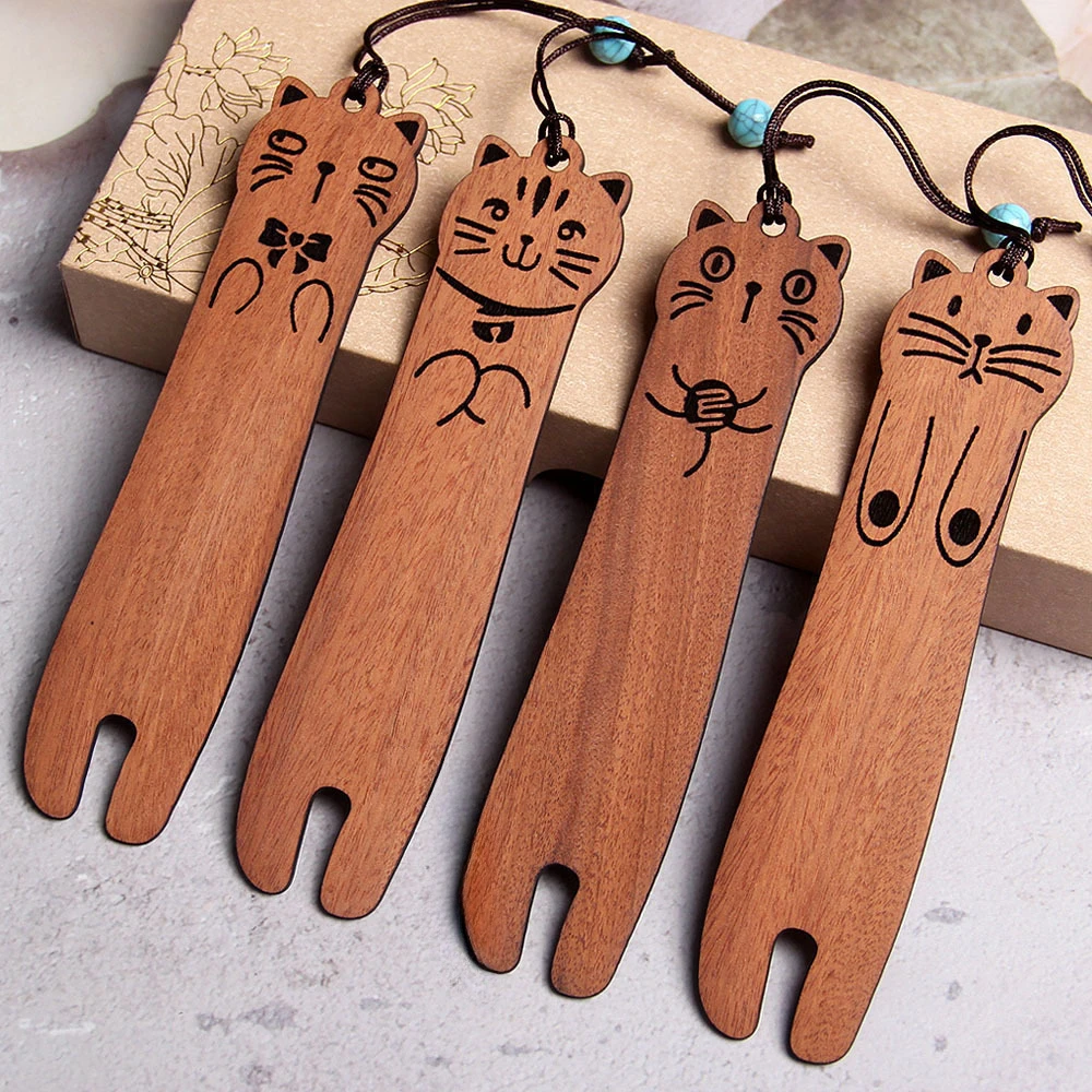 

Cartoon Cat Bookmarks Creative Wooden Bookmark Durable Kawaii Stationery Cute Reading Accessories Book Page Holder Funny Gifts