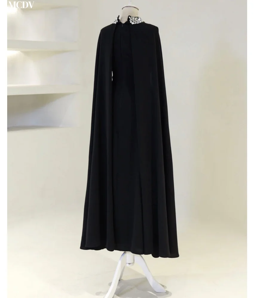 ชุดราตรีทรงเอไลน์ประดับคริสตัลสุดหรู ออกแบบพิเศษ คอทรงโอ แขนยาว ยาวกรอมพื้น สำหรับงานปาร์ตี้ ตัดเย็บตามสั่ง