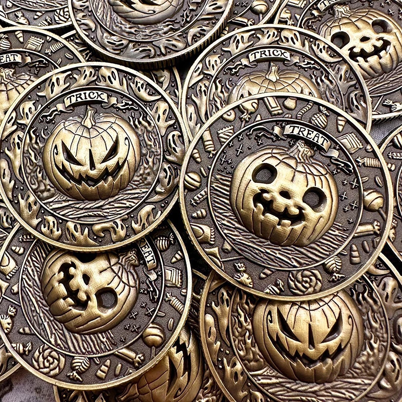 Trick Or Treat Coin, Halloween Coins With Pumpkins, Trick Or Treat Festive Decorations And Party Favors Halloween