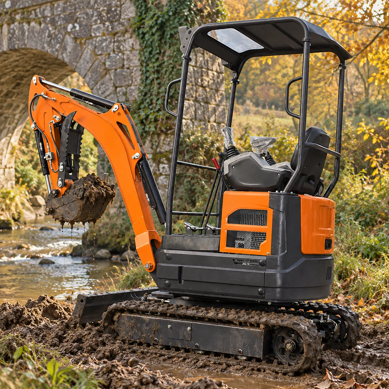 2Ton Mini Digger Crawler Earthmoving Equipment for Fence Post Excavation Soil Leveling and Rural Development