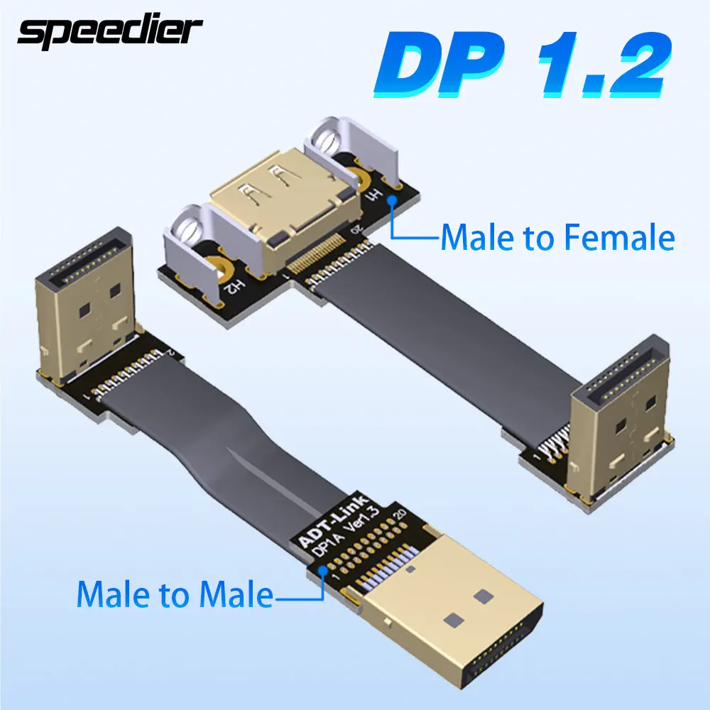 

Экранированный кабель DisplayPort 1.2 2K HDR, плоский ленточный удлинитель 165 Гц для видео, ПК, ноутбука, ТВ, адаптера DP к DP1.2