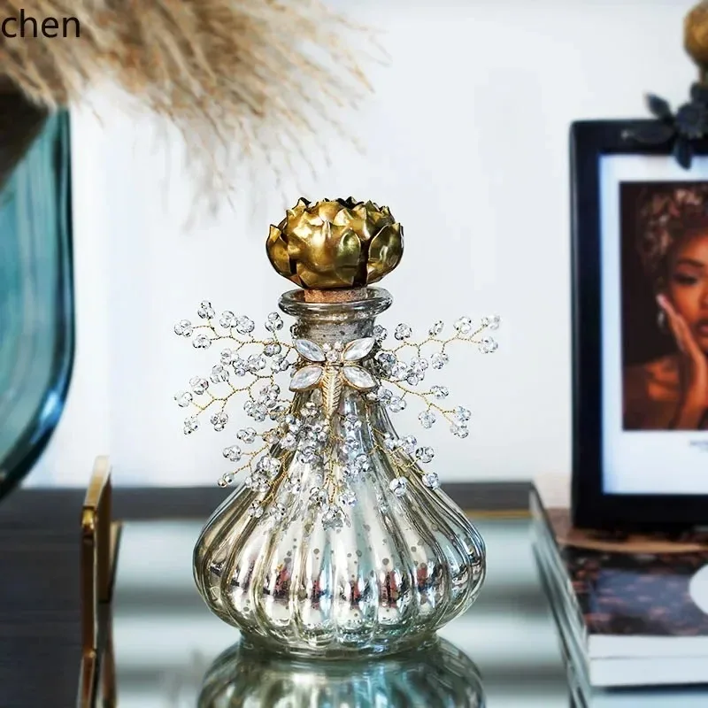 - Home Retro Vintage Glass Beaded Perfume Bottle Decorative Ornament