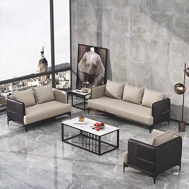 

Modern Leather Office Sofa Set Office Furniture Waiting Room Reception Sofa Luxury Couches 3+2+1 Seat Sofa Set