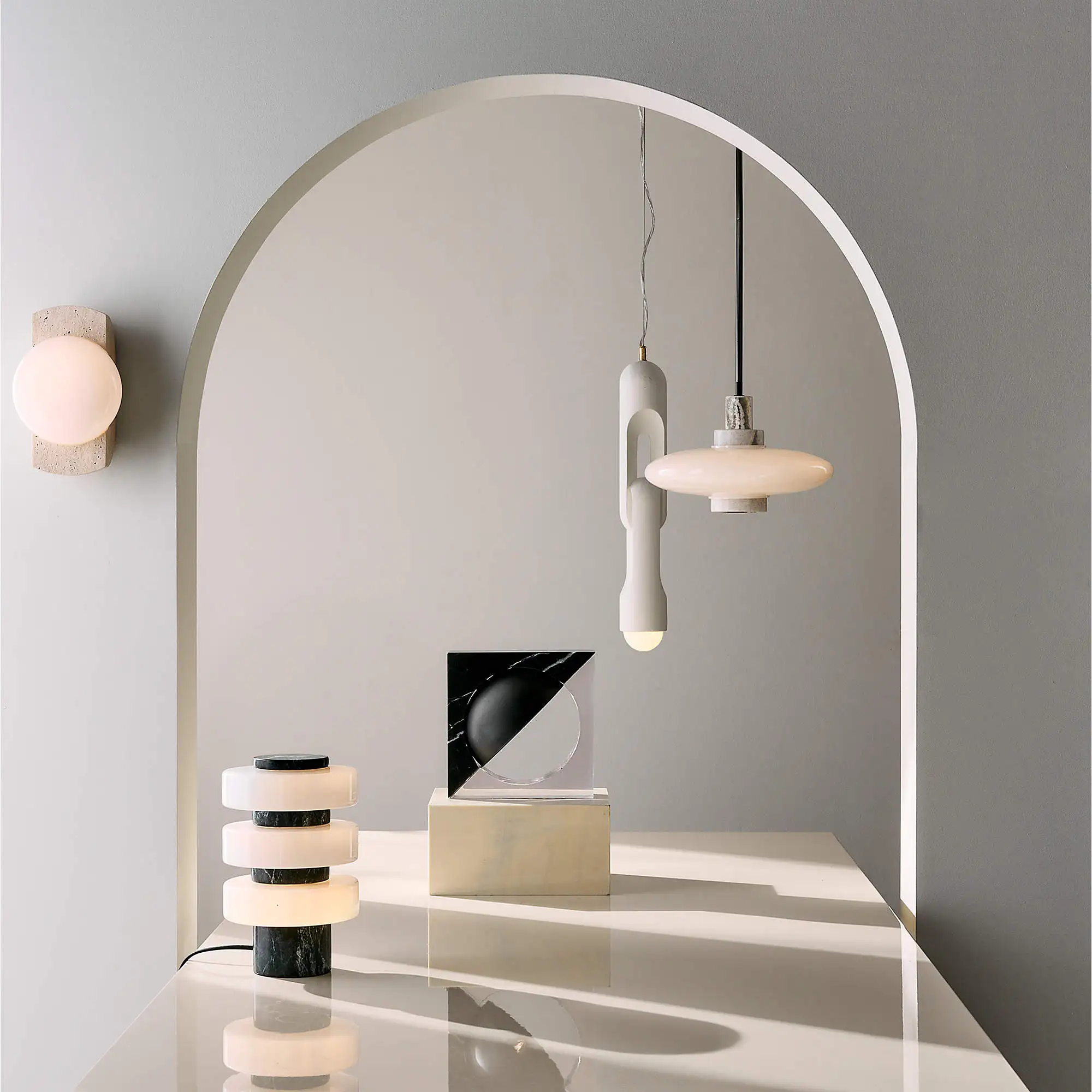 Sh pedra nórdico pós-moderno pedra natural decoração de mármore lâmpada de mesa de mármore verde com tons de vidro opalina branca