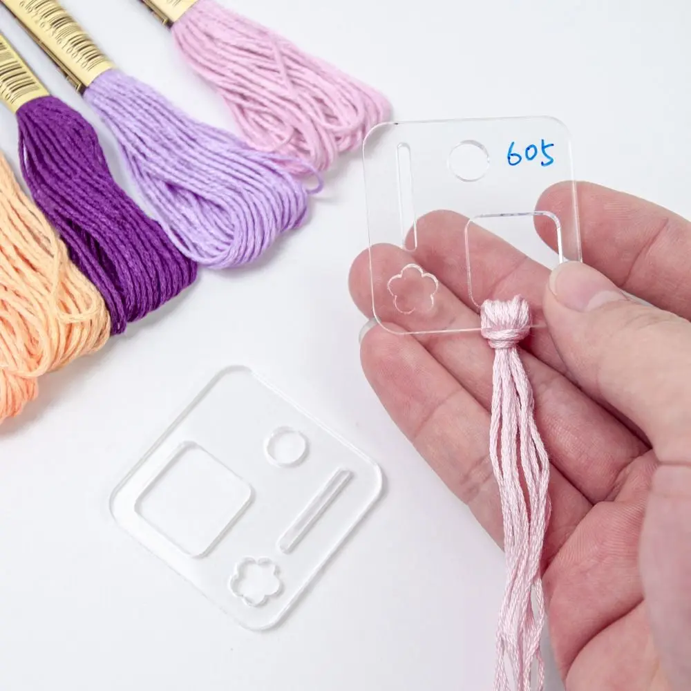 String Ribbons Embroidery Thread Holder Household Supplies DIY Craft Acrylic Winding Board Label Transparent