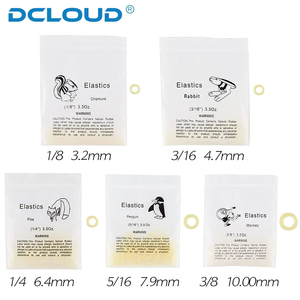 DCLOUD 5000 teile/schachtel Dental Kieferorthopädische Gummibänder Zoo Pack Gummibänder Hochwertige Latex Hosenträger Kraft 2,5/3,5/4,5/5,0/6,5 Unzen – Detail 6