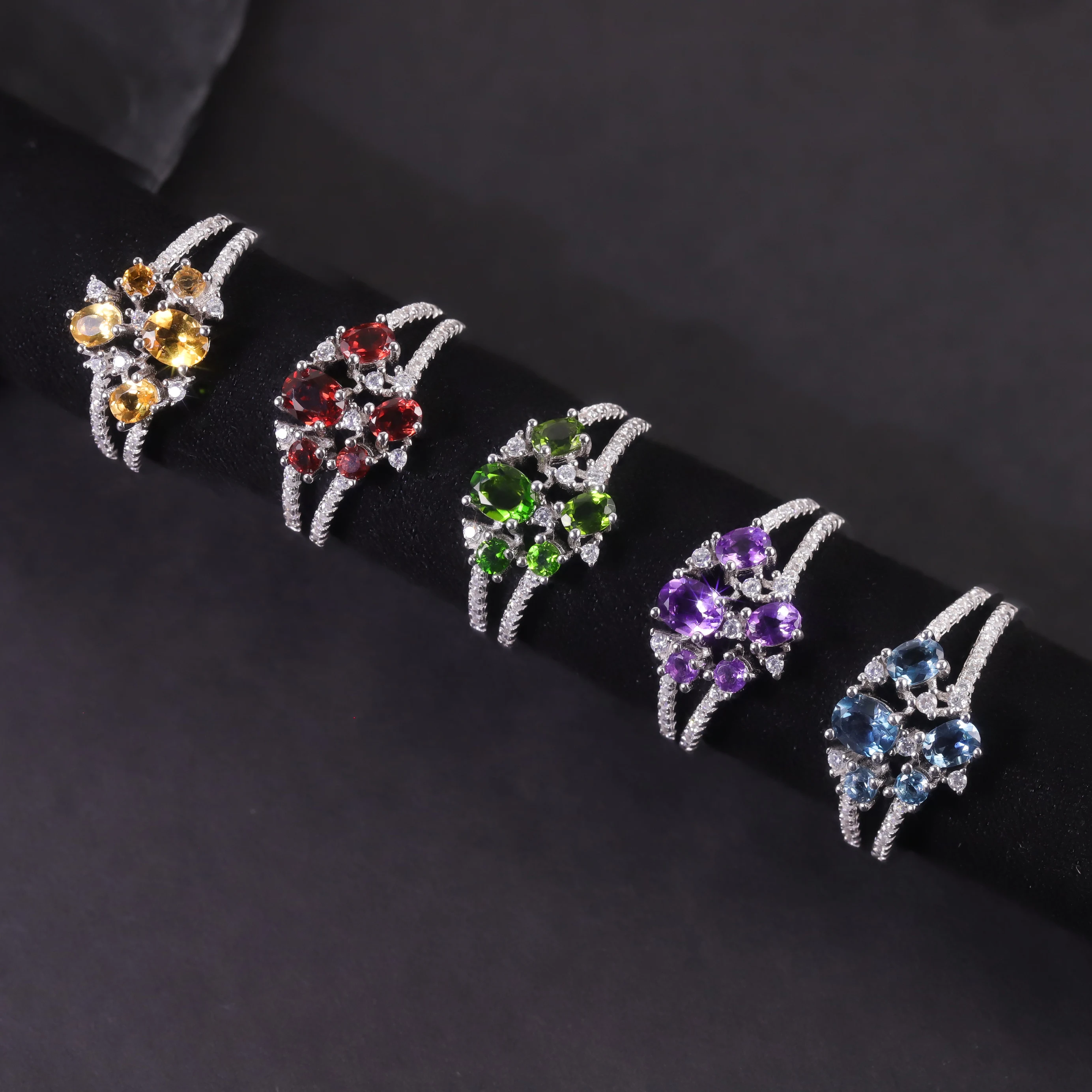 

GEM'S BALLET Fine Jewelry Manufacture Natural Colorful Gems Stone Custom 925 Sterling Silver New Design Finger Ring