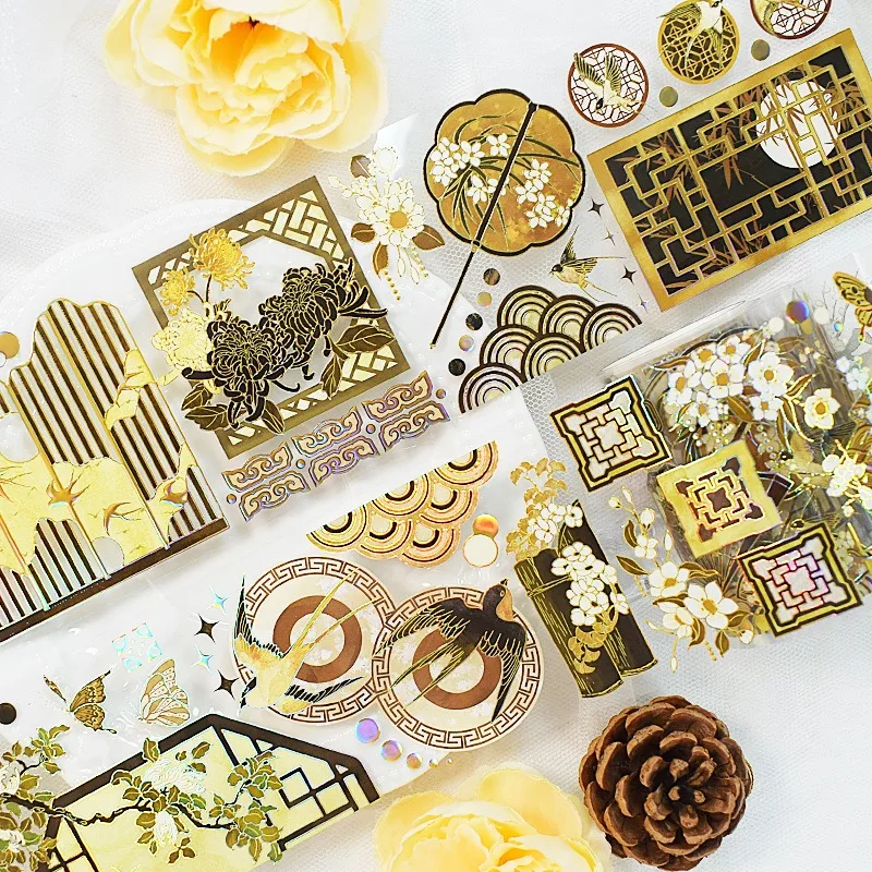 realistic-ancient-style-architecture-washi-tape-collage-decorative-journal-oil-pet-sticker-handmade-craft-supplies-scrapbook-diy