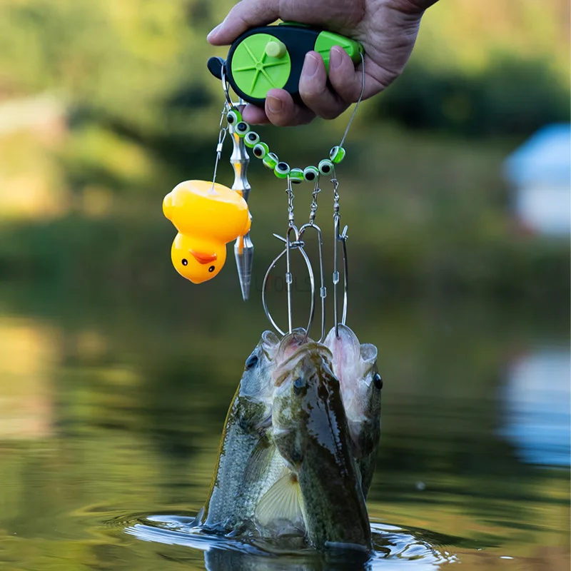 8 Snaps Fishing Lock Buckle with Fly Reel Buoy Stainless Steel Chain Stringer with Float Live Fish Lure Lock Belt 8/9/14.5cm