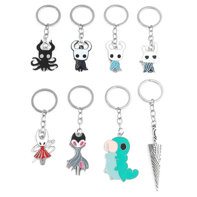 

Hollow Knight Metal Characters Keychain The Knight Octopus Grub Hornet Pendant Key Chain for Women Men Key Holder Jewelry