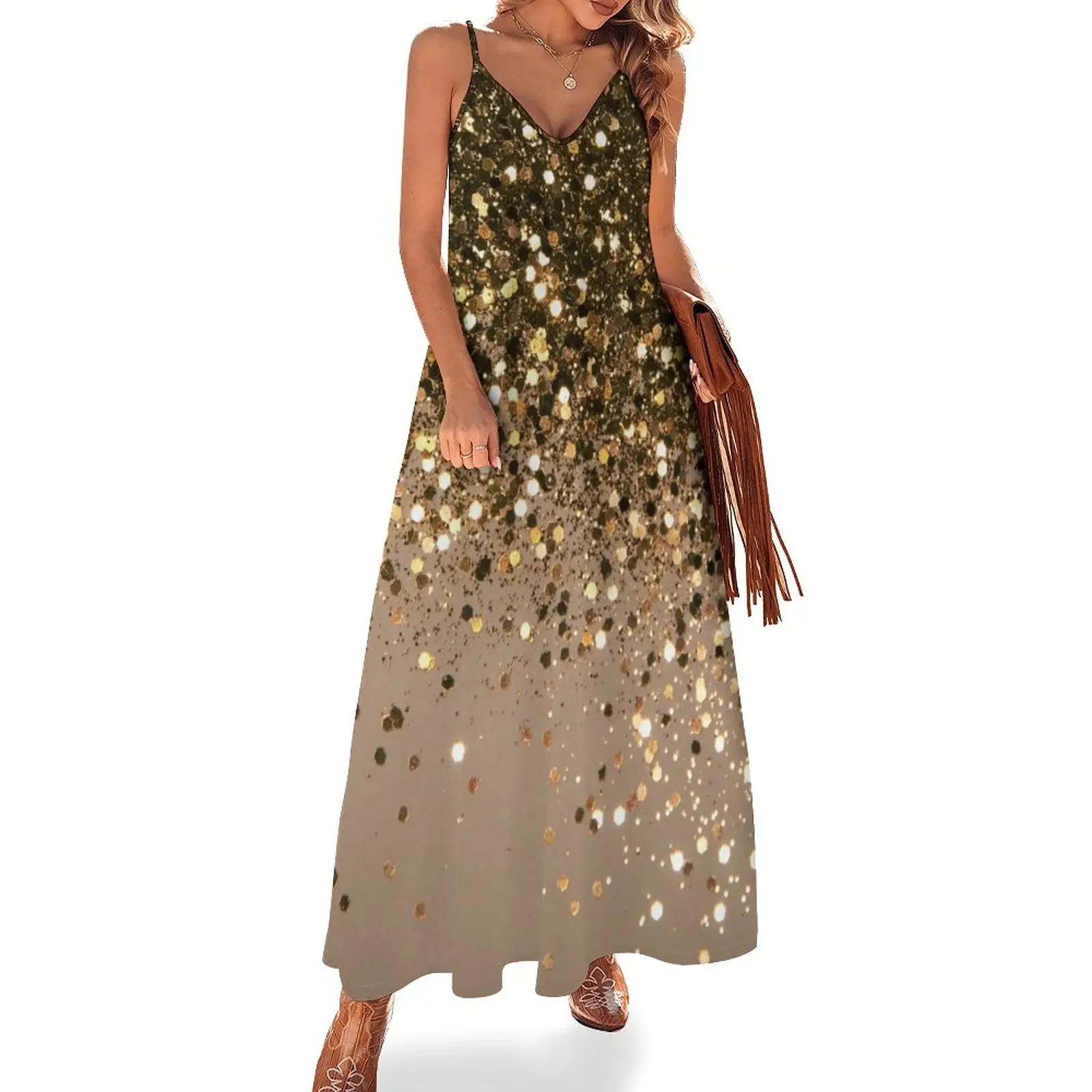 

Sparkling Gold Brown Glitter Glam #1 (Faux Glitter) #shiny #decor #art Sleeveless Dress elegant party dress for women 2025 Dress