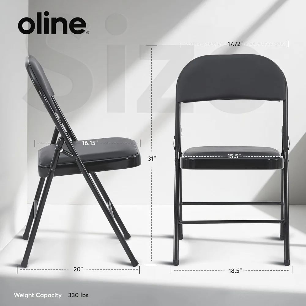 Stackable Padded Vinyl Folding Chairs with Metal Frame for Indoor and Outdoor Use - Durable, Comfortable Guest Seating Options
