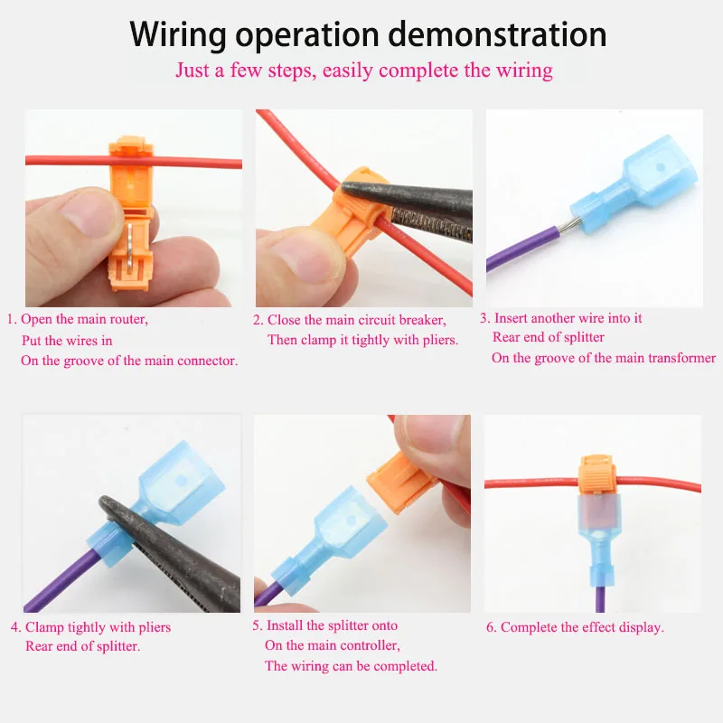 

T-shaped Unbreakable Cable Connector Snap Lock Terminal Block Quick Main Branch Connection Parallel Wire Splitter Wire Connector