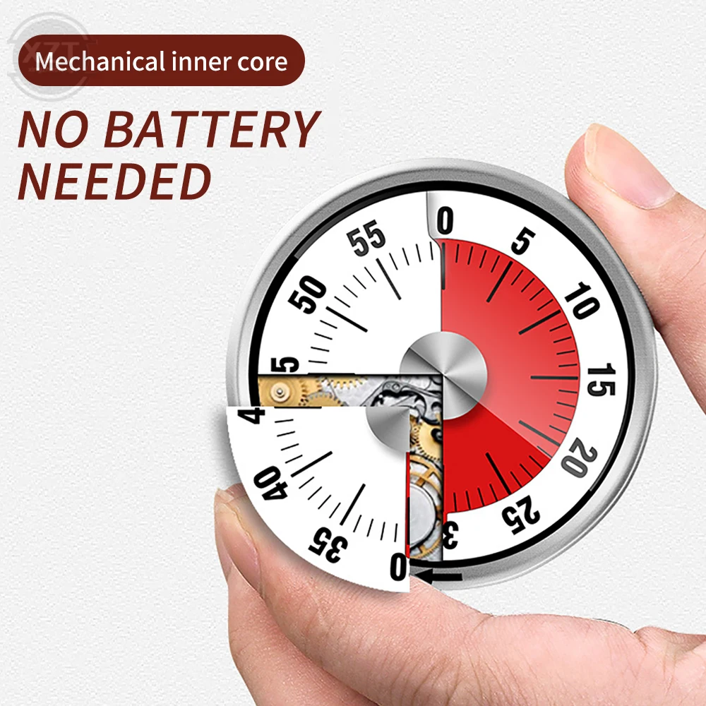 Creatieve magnetische roestvrijstalen timer Mechanische digitale kookwekker Koken Studie Fitness Countdown 60-minuten wekker