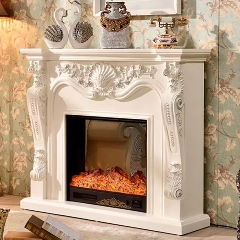 Precio barato chimenea eléctrica calentador de espacio para el hogar calentador de invierno europeo gabinete decorativo tallado con núcleo