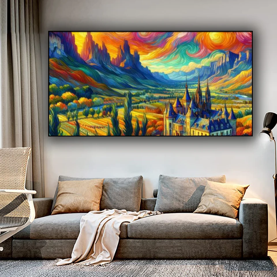 Colorful Van Gogh Starry Sky diamond painting New 2024 landscape pattern needlwork Full Round diamond embroidery Home decor