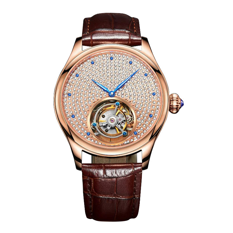

RTS Custom logo Private Label Luxury Real Seagull Skeleton Tourbillon Mechanical Automatic Movement Diamond Watch Man
