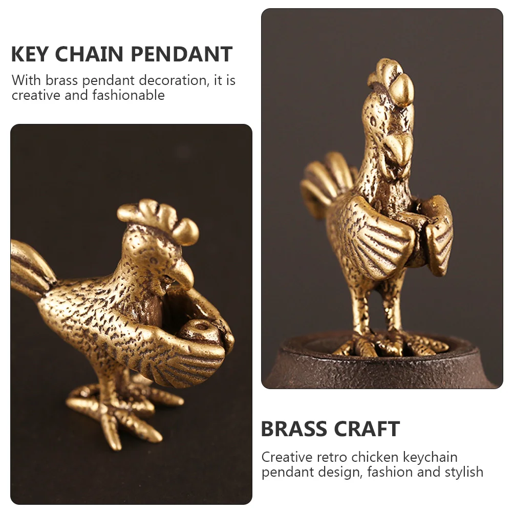 2 Pcs Key Chain Pendant DIY Chicken Ornament Zodiac Adornment Mini Desktop Decor Home