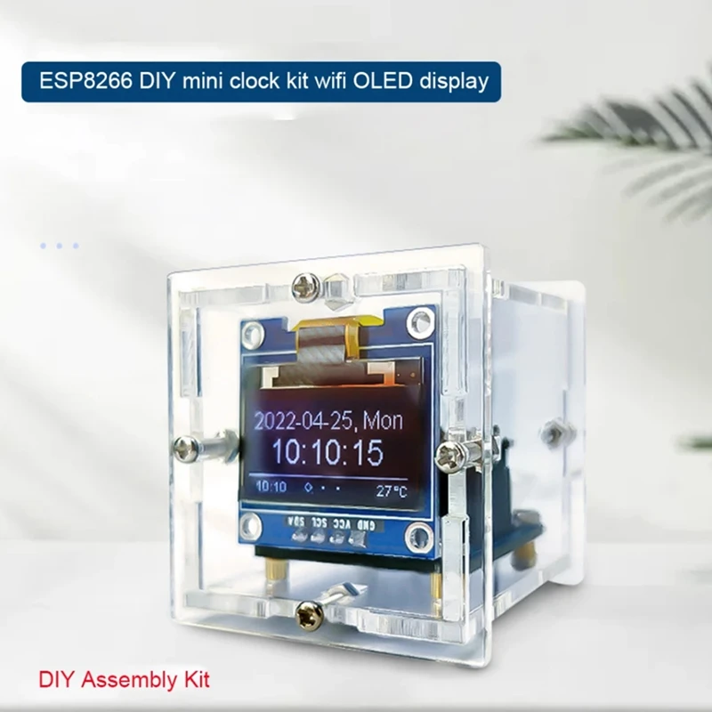 ESP8266 DIY Electronic Kit Mini Clock OLED Display Connect With Shell DIY Soldering Project