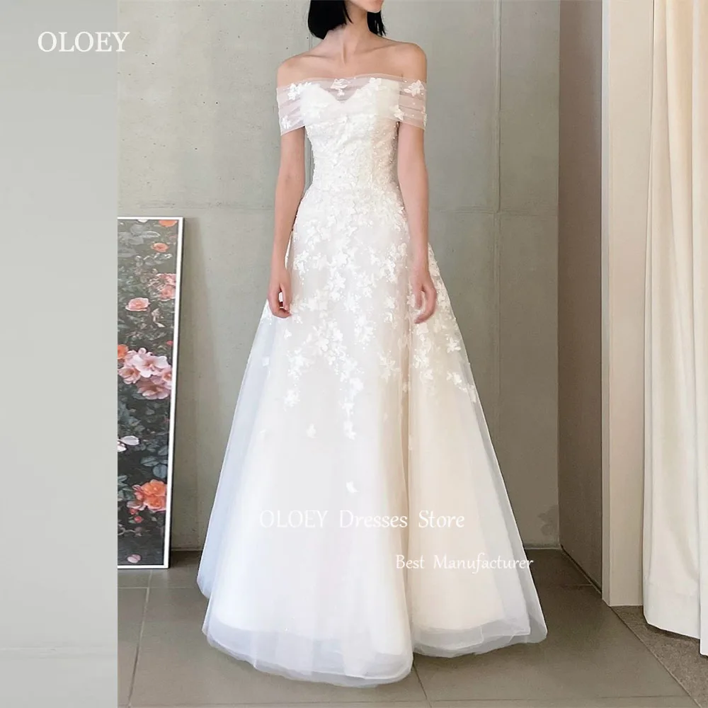 

OLOEY 2025 New Korea Wedding Dresses Strapless Floor-Length Lace Bridal Gown with Shawl Photo Shoot Sweetheart Collar 웨딩 드레스