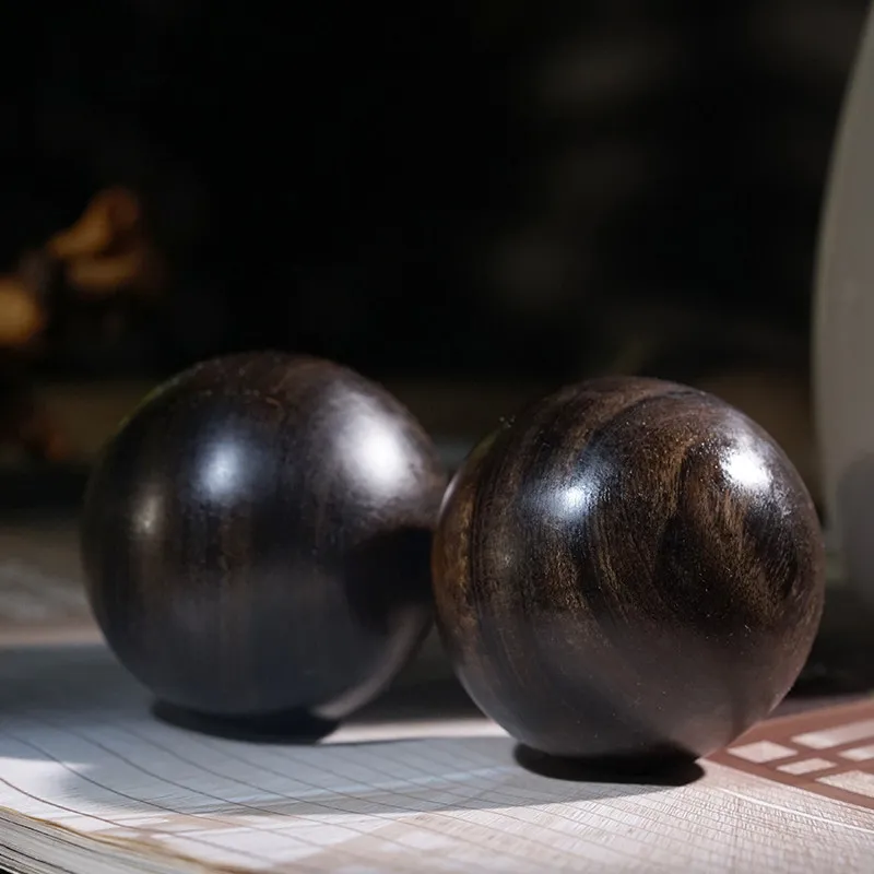 Chinese Style Auspicious Agarwood Hand Balls 5cm Natural Hand Polished Massage Balls Fortune Blessing Good Luck Stress Relief