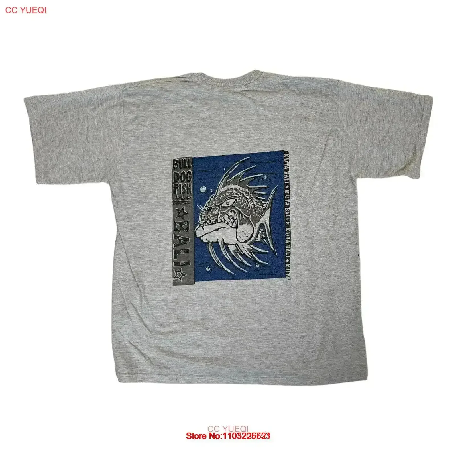 Vintage Bull Dog Fish Bali Kuta T Shirt Size 2XL Washed designer clothes Soft Versatile Top For Everyday Wear vintage Washed