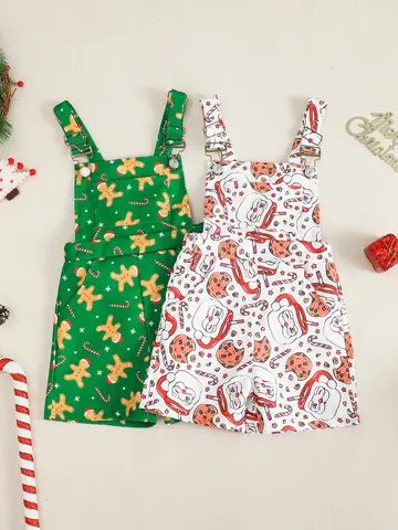 Unisex Christmas Patterned Baby Boys Girls Overalls Children's Holiday Dungarees Infant Clothing Festive Outfit