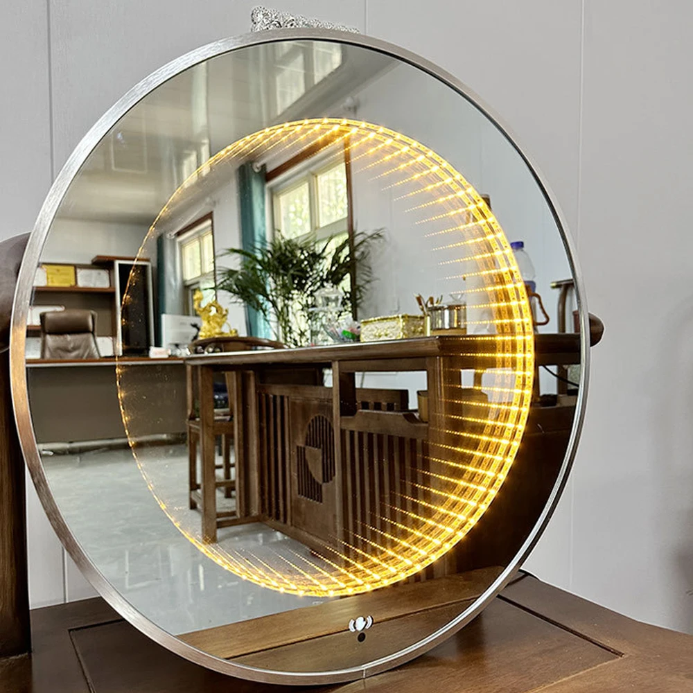 Hot Sales Rectangle Modern Round Bathroom Wall Mounted Anti-fog Smart Led Light Mirror With Time Display Touch Sensor