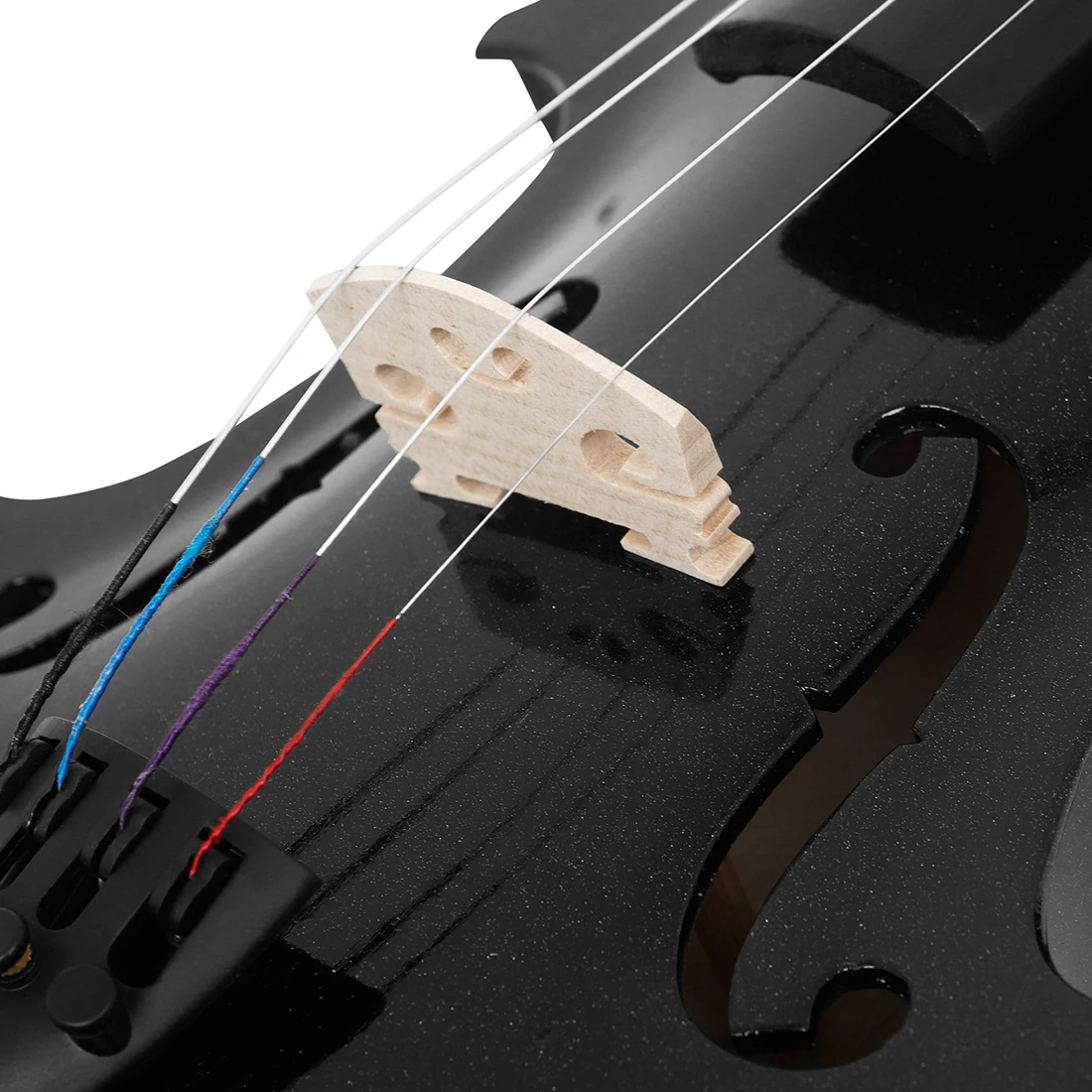 4/4 Black Violin Acoustic Solid Wood Violino Professional Stringed Instrument Violin with Bow Shoulder Support Folding Bracket