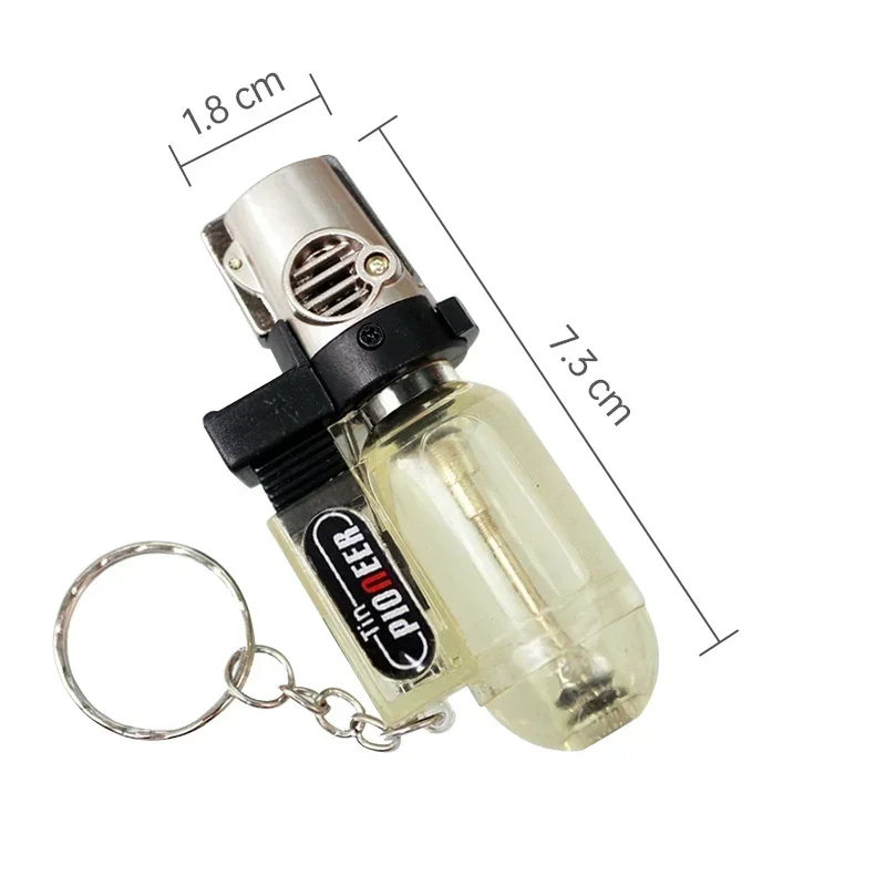 Portable Mini Gas Lighter Rechargeable Jet Butane Spray Gun Welding Torch Lighter Key Ring Lighters BBQ Outdoor Tools No Fuel