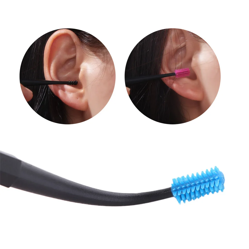 360 °   الروتاري لينة سيليكون Earpick مزدوجة نهاية الأذن نظيفة دوامة الأذن الأنظف تدليك الأذن قطف الأذن الشمع أداة نظيفة النظافة