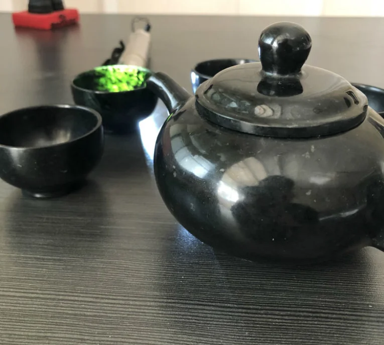 

Natural Jade Stone Teaset 1 Teapot 4 Teacups Health Gongfu Teaware Chinese Tea Ceremony Jades Cup And Kettle Kung Fu Teasets