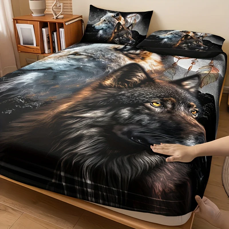 

Forest Night Animals Wolf High-Definition Bed Cover Set - Durable Home And Dormitory Use Comforter Quilt Duvet Cover Set