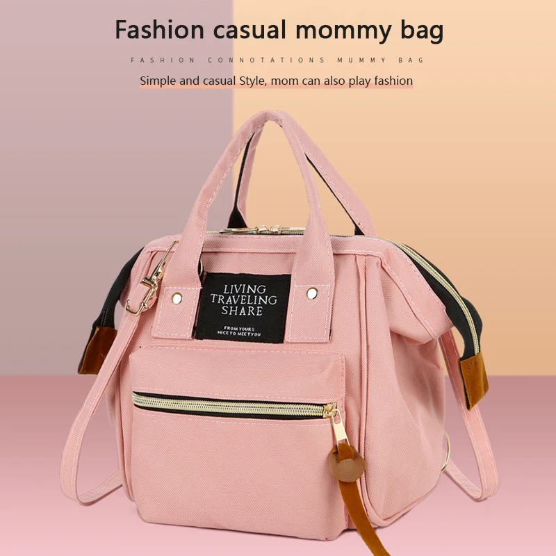 MOONBIFFY-Bolso pequeño de maternidad para mamá, mochila de hombro para pañales de bebé, organizador de viaje para cochecito, bolsa para el cuidado