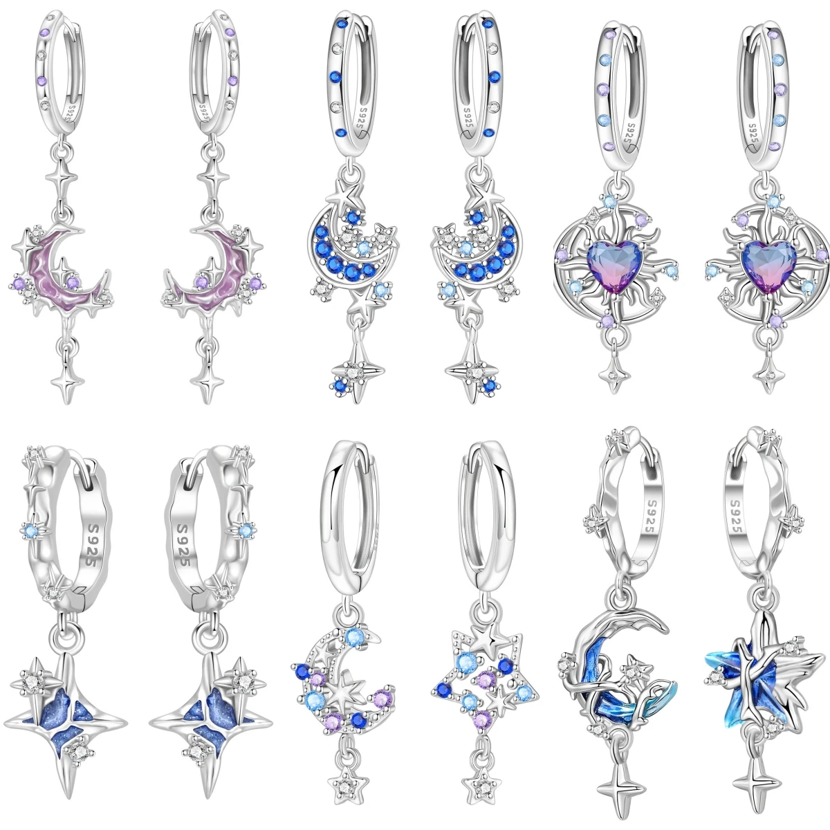 CYCUFF 925 Sterling Silver Mysterious Star Moon Tassel Drop Earrings Women Earrings Charm Fashion Versatile Party Jewelry Gifts
