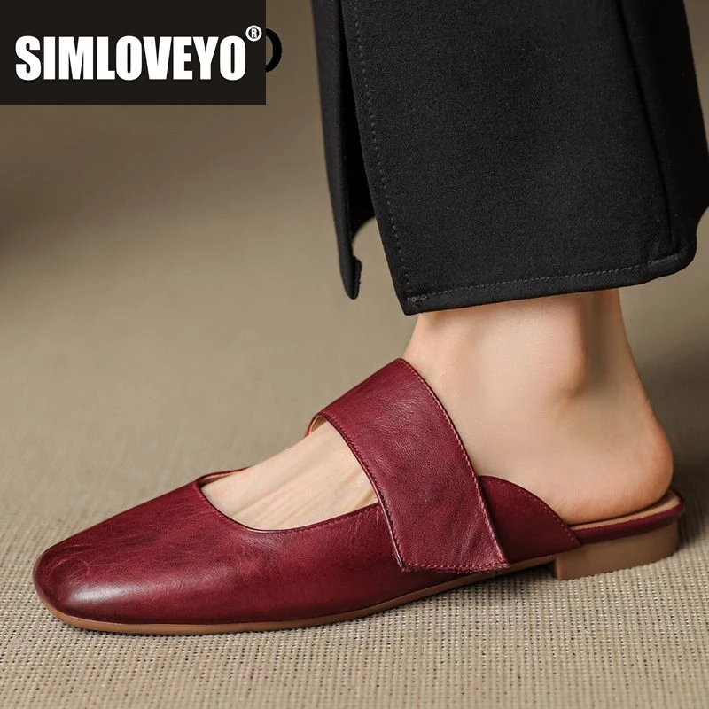 

SIMLOVEYO/2020 летние новые женские сандалии из мягкой натуральной кожи, туфли без шнуровки на плоской подошве с квадратным носком, повседневная женская винтажная обувь