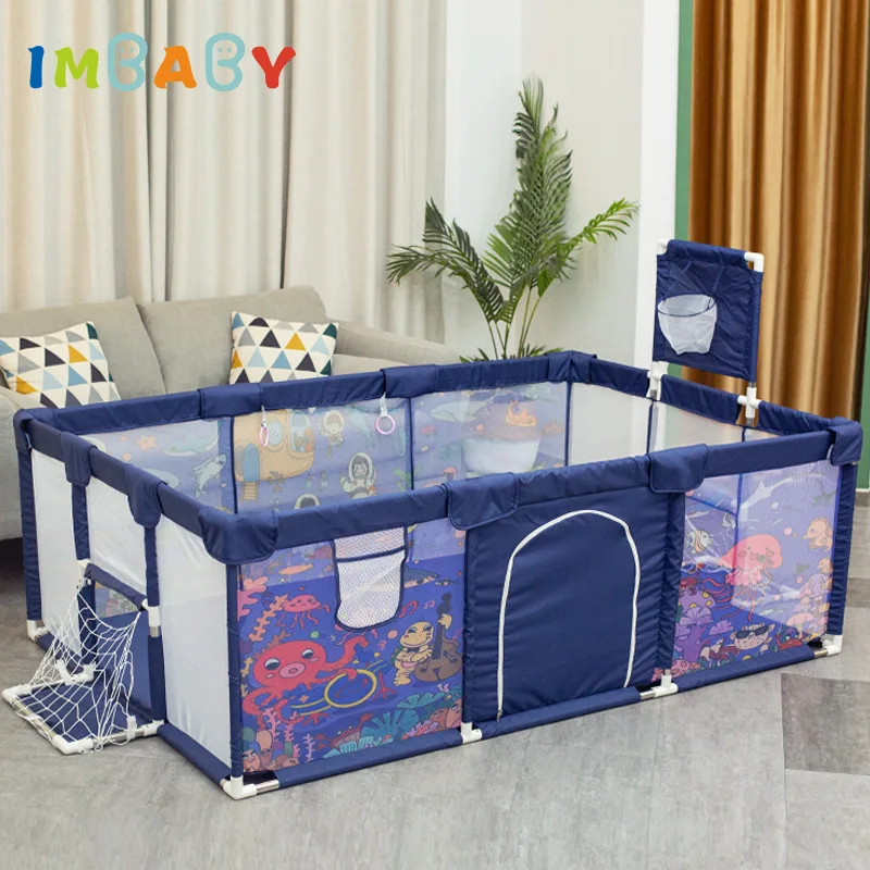 IMBABY Playpen For Children New Style Cartoon Dry Pool Baby Safety Barriers Home Anti-Collision Playground Park Kids Furniture