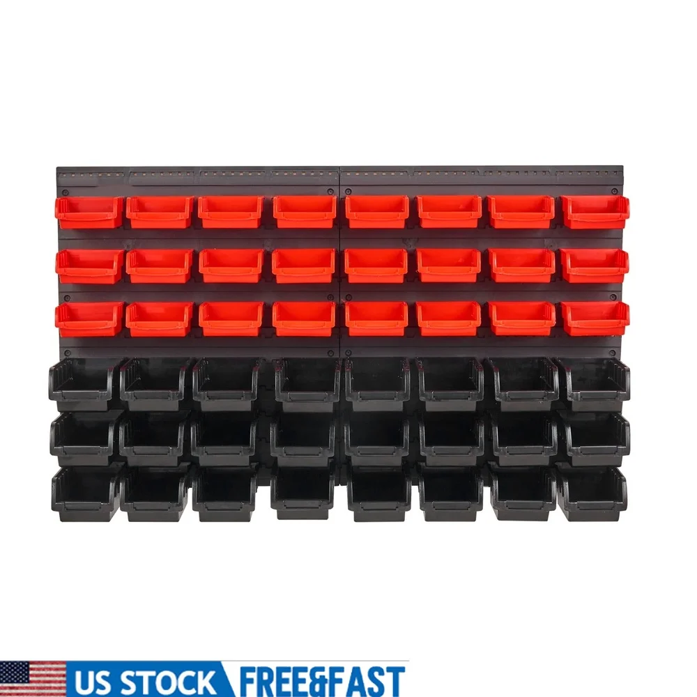 

48-Compartment Wall-Mounted Storage Bins Durable Plastic Organizer Tools Crafts Office Workshop Efficient Space-Saving Solution