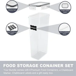 Pasta Containers, 4 Pk 2.8L Airtight Food Storage Containers, Spaghetti Containers for Pantry Organization and Storage, Kitchen